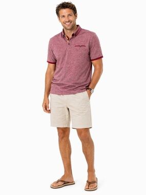 Cactus Men's Burgundy Patterned Polo with Contrast Trim